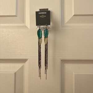 Express Metallic Feather earrings BRAND NEW